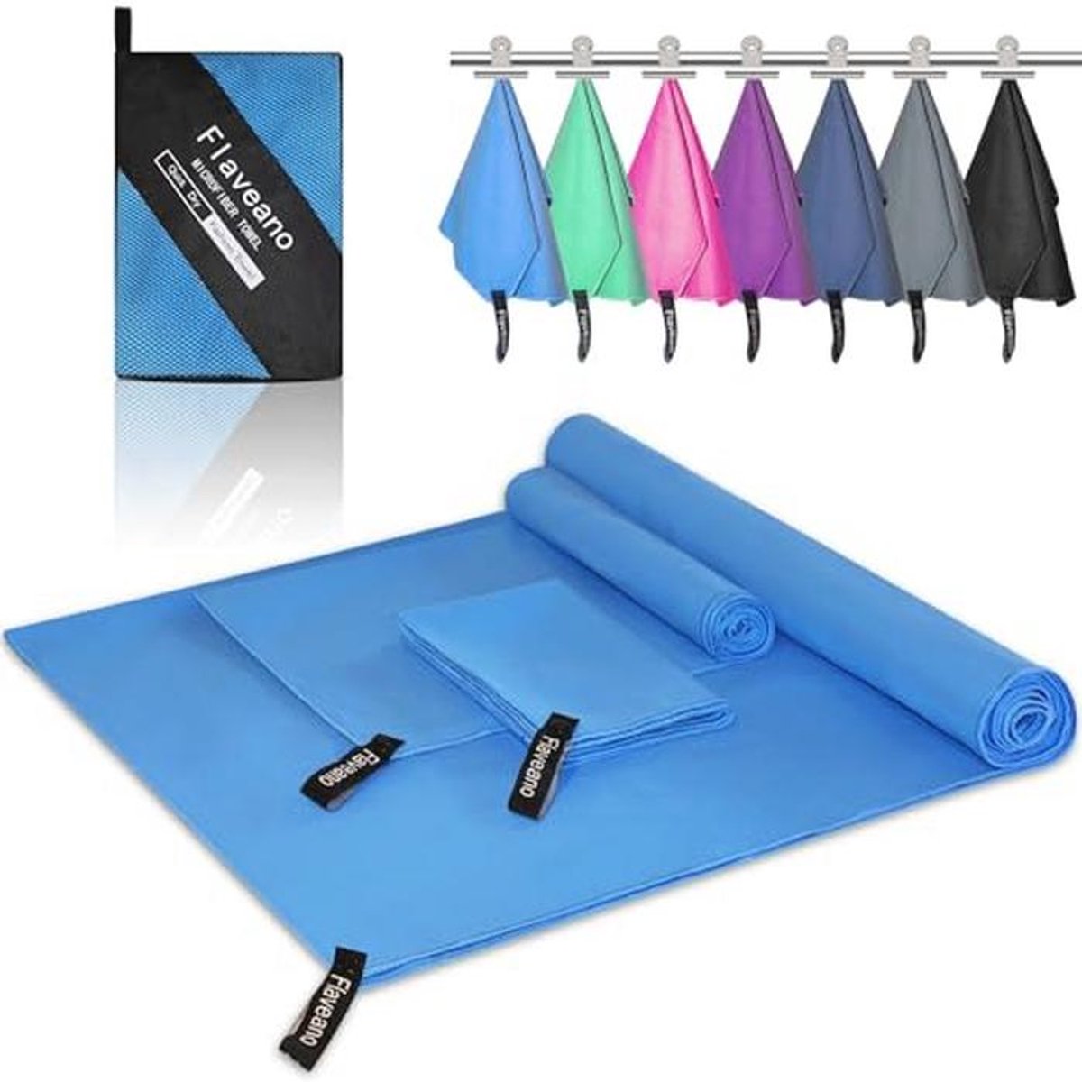 Microvezel Handdoek Set - Sneldrogend en Lichtgewicht voor Kamperen, Zwembad, Strand en Sp