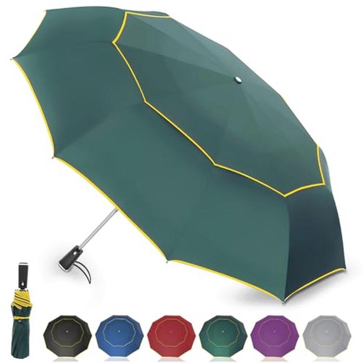 Extra grote winddichte golfparaplu met dubbele luifel en automatische opening