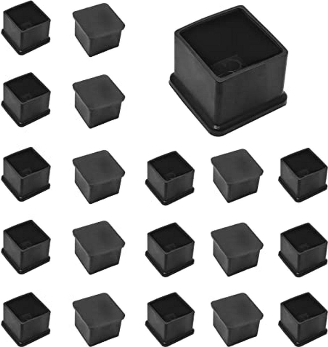 20 stuks vloerbeschermers voor stoelen en tafels - zwarte PVC caps voor meubelpoten