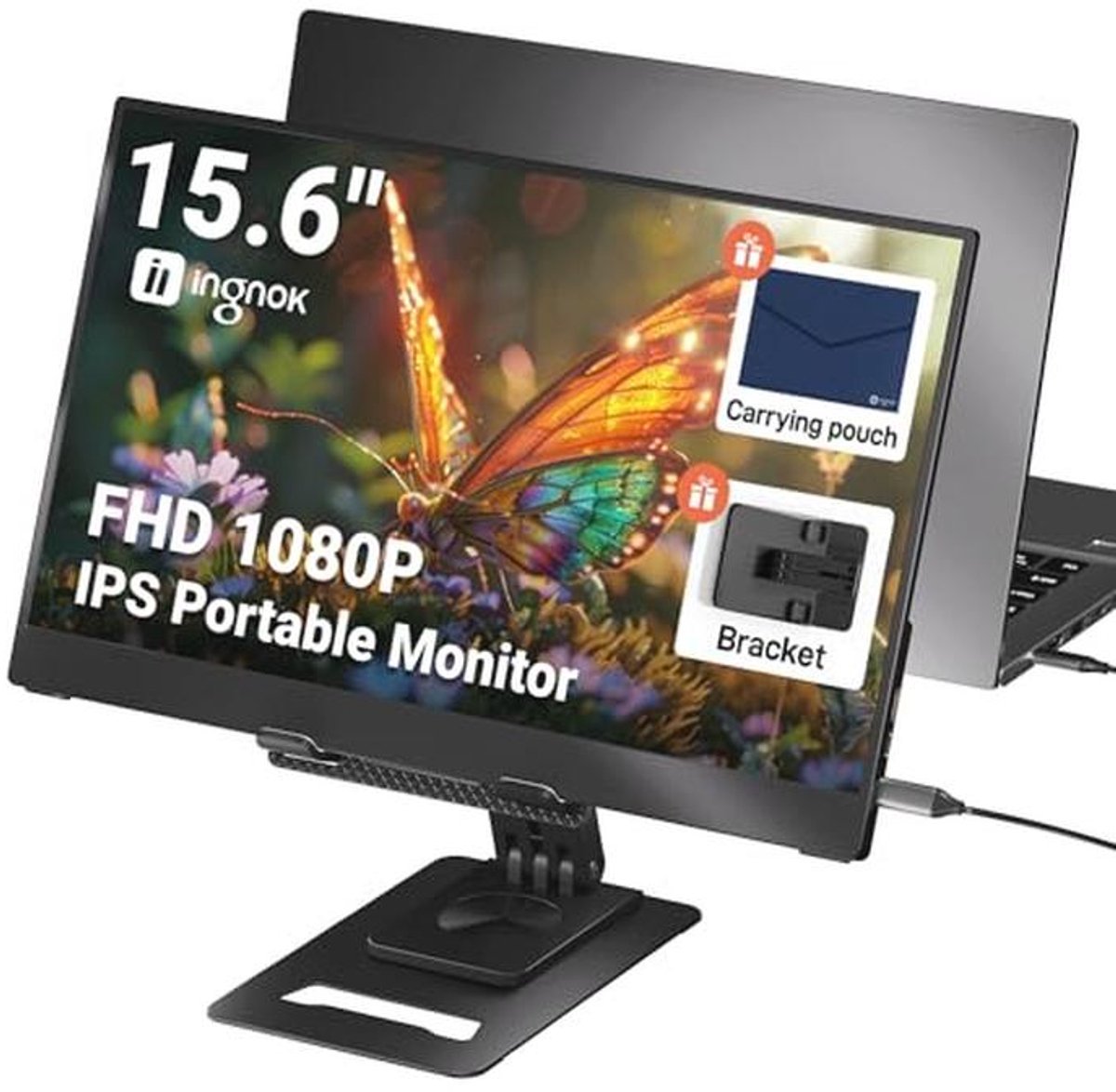 Draagbare Monitor 15,6 inch FHD 1080P IPS Scherm Extender met USB C en HDMI