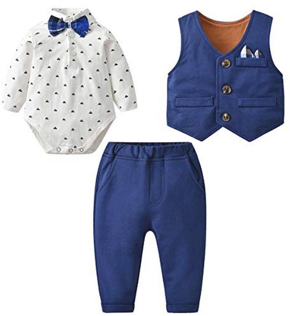 Baby Jongens Romper Tuxedo Doop Trouwpak Kleding Set