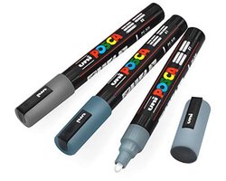 Acrylverf Markerset - 3 Grijstinten - Ondersteuning voor Creatieve Projecten - 5m Stiften met Omkeerbare Punt