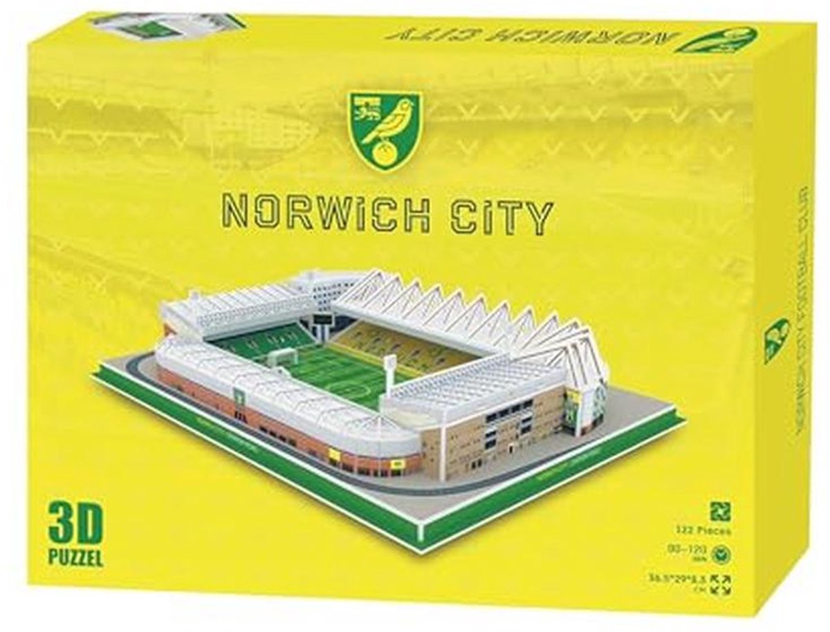 3D Legpuzzel Carrow Road Stadium - 122 stukjes | Voetbalcadeau voor kinderen 7 jaar en ouder