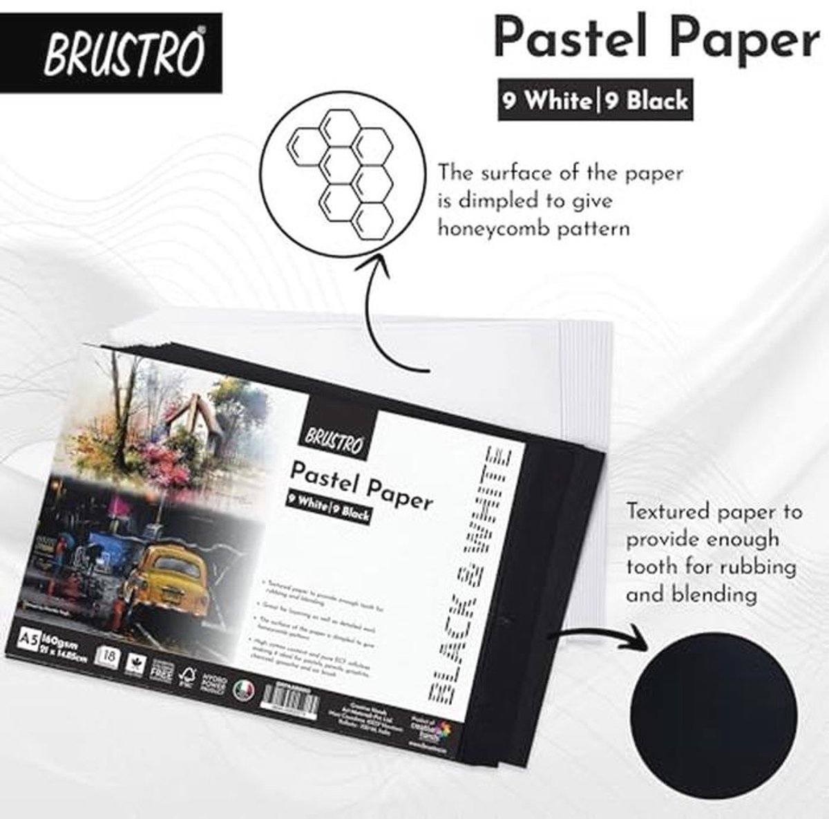 Pastelpapier A5 Set van 18 - 160 GSM, Ideaal voor Pastelkleuren, Kleurpotlood, Grafiet en Houtskool — cadeau in Hobby - foto 5