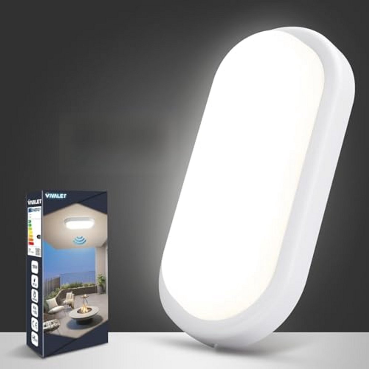 LED Wandlamp met Bewegingssensor voor Binnengebruik - 18W, 1800LM, Vochtbestendig, Ovaal Design