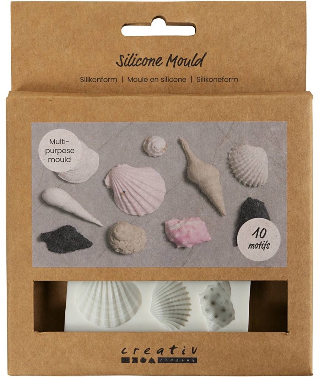 CC Silicone Mould, Conch and shells, H: 1 cm, L: 1-2,8 cm, 1 pc