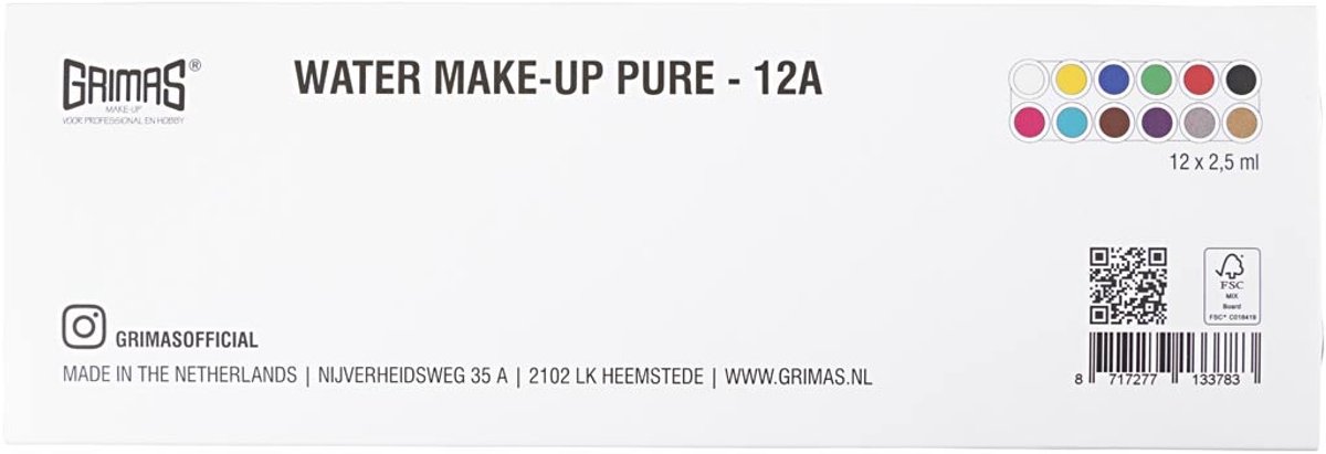 Grimas Water Make-Up - Schmink palet met 12 kleuren - Waterbasis — afbeelding 5