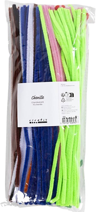 Creativ Company Chenilledraad 6 mm 30 cm diverse kleuren 200 stuks