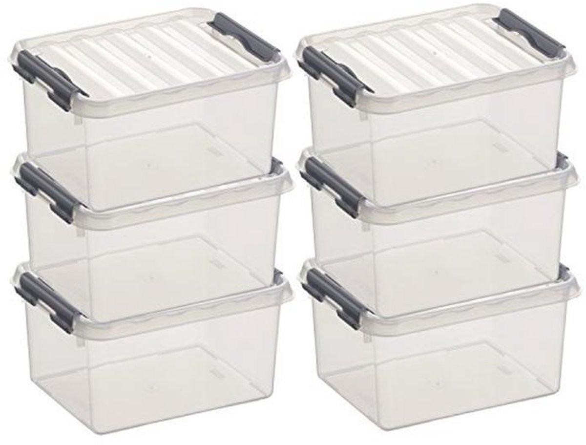 6x Box 2 liter - Transparant/Zilver - Perfect voor Organisatie