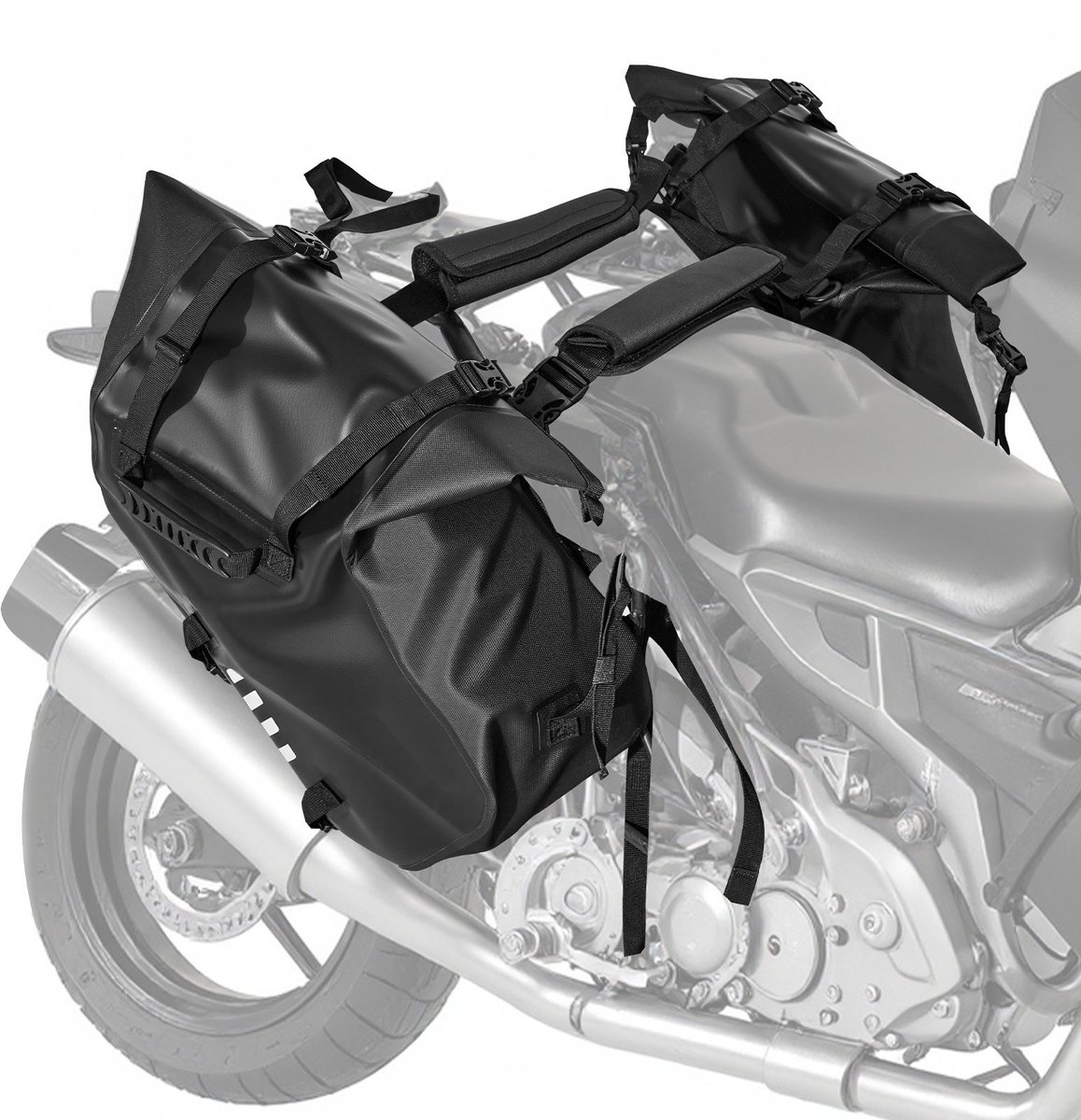 Motorfiets Zadeltassen - Zijtassen Set - Waterdicht - 28 L (14 L x 2) - Met Onderband - Universele Montage - Zwart