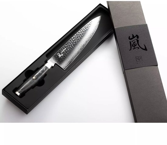 Yaxell Couteau de Chef Japonais Ketu 20 cm 3 Couches Inox Manche Wood Pakka Zwart