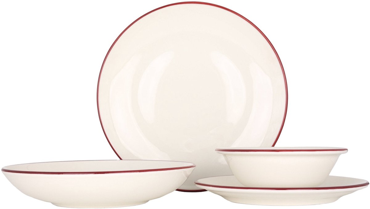 Bonna Serviesset (Medium) - Linea Burgundy - 24 delig - 6 persoons - Porselein