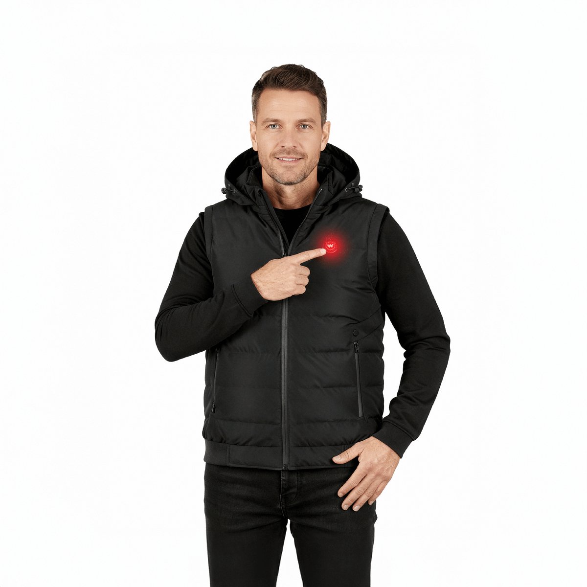 Wahrm – Infrarood Verwarmde Bodywarmer – Heren – Met Afritsbare Capuchon – Warmte in Stijl