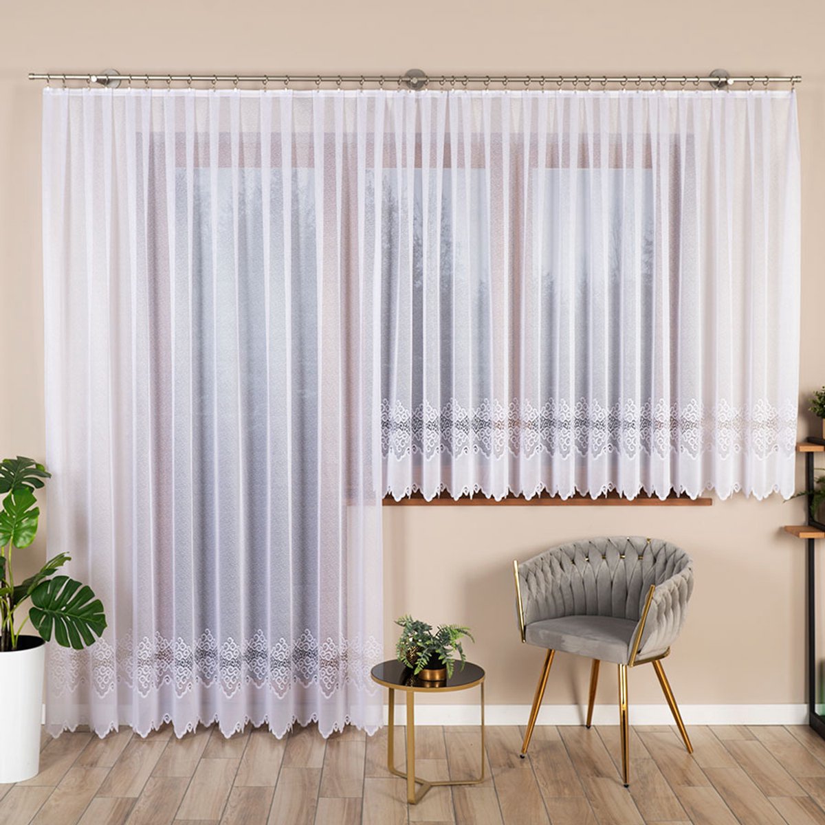 Markizeta Modesta Serie - Kant en Klaar Jacquardgordijn - 300x250 cm - Wit
