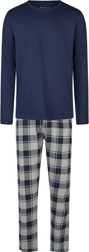 Set pyjama long pour homme Phil & Co, à carreaux Blauw et Grijs - Taille M
