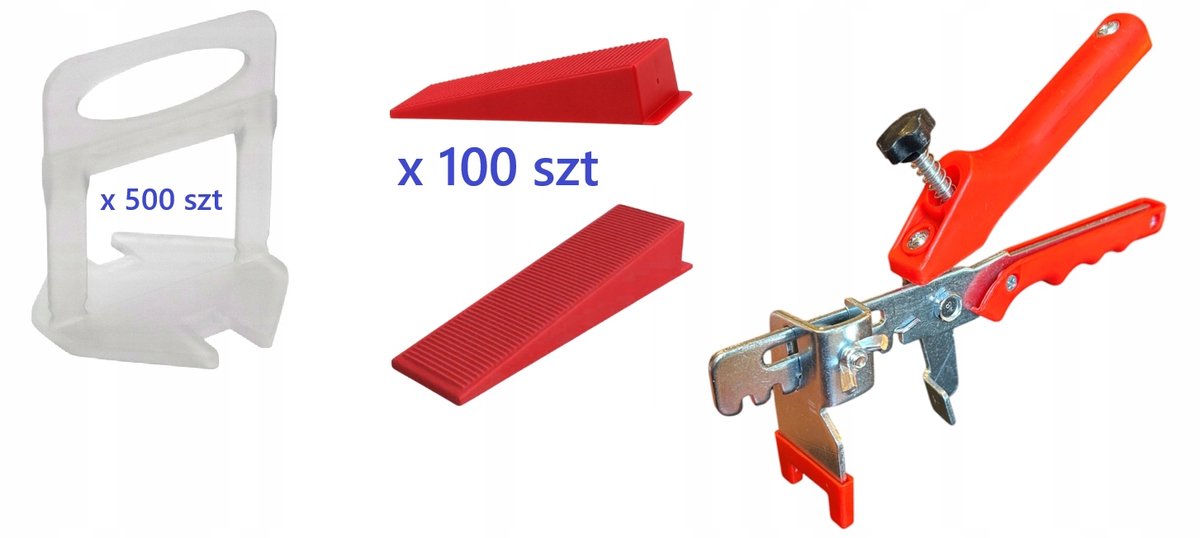 Tegel Leveling Systeem Kit: 500 Clips, 100 Wiggen, Tang - 1mm Voeg