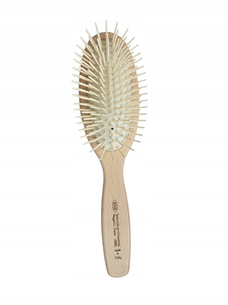Houten Platte Haarborstel met Zachte Pinnen - 10x4cm