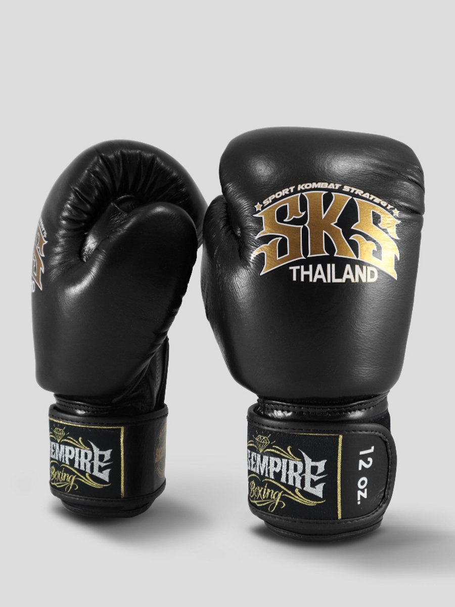 SKS Empire Muay Thai Bokshandschoenen - Echt Leer - Zwart / Goud 12 oz
