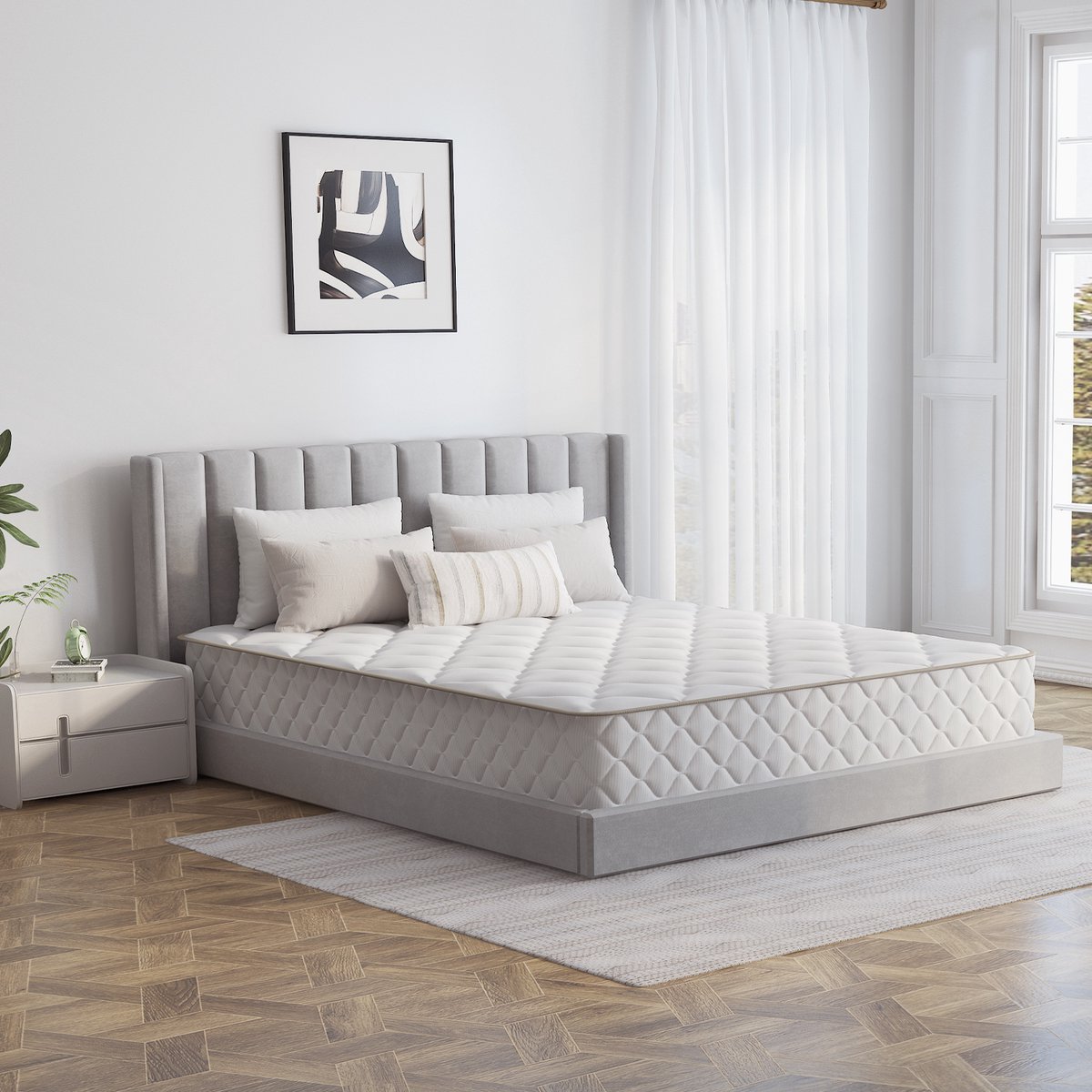 Saikefy Matras 100x200 cm - 22cm - Pocketvering Matras - 7-Zones - Orthopedisch - Afritsbaar en wasbaar hoeslaken - Anti-Allergie - Traagschuim - Gemiddelde Stevigheid — afbeelding 2