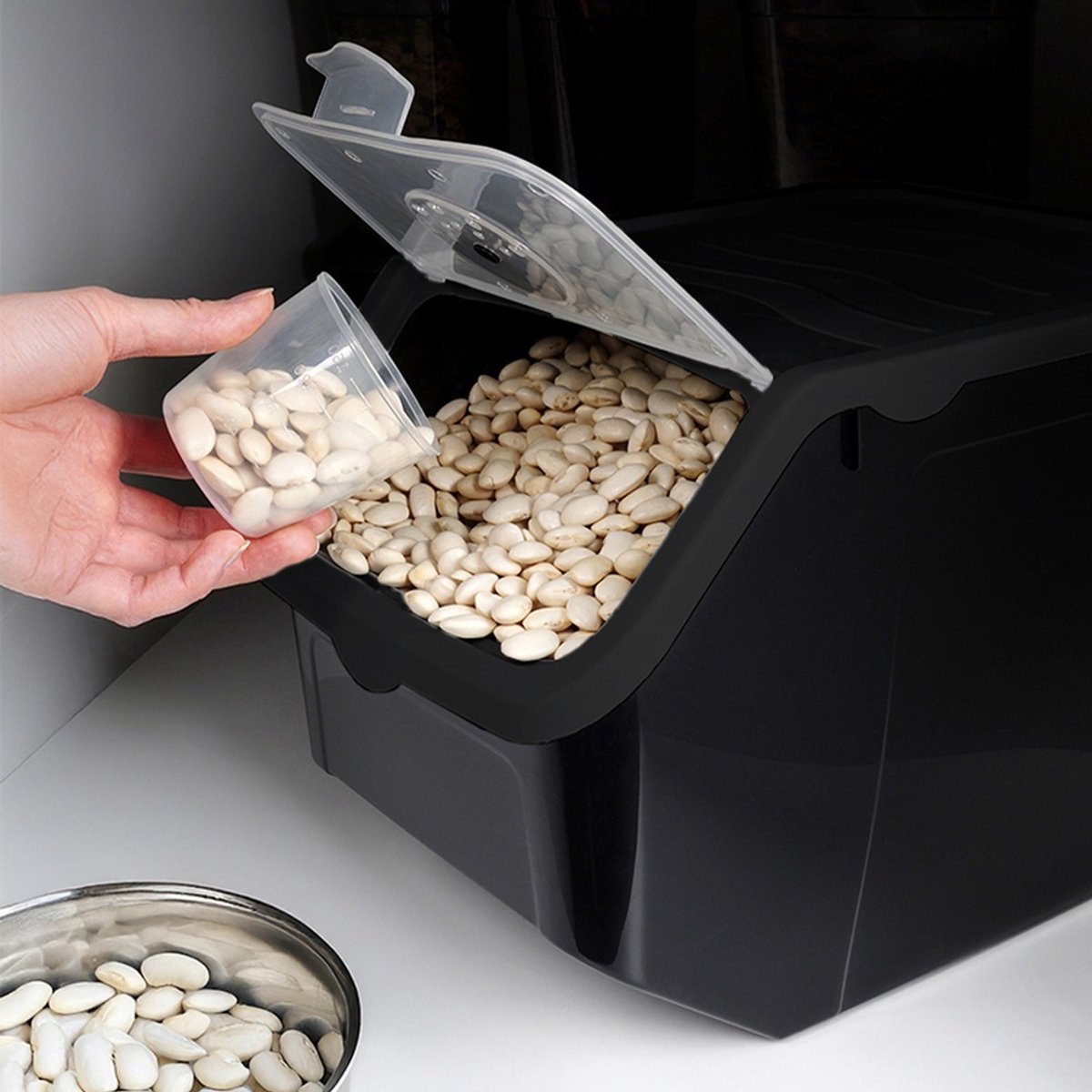 Doos voor Groenten en Fruit met Deksel Zwart 12 l 3 stuks - Aardappelbak - Aardappelpot - Bewaardoos - Container - Koelkast Organizer - Opbergbox - Fruitkist