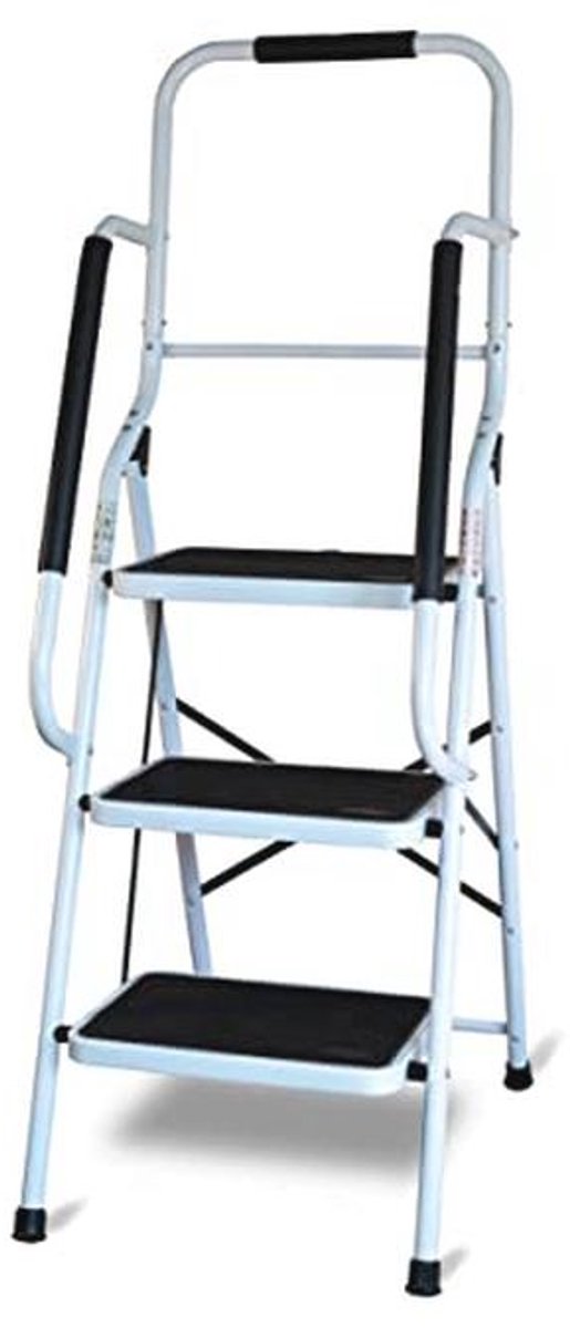 Veilige opstapkruk met leuning - 3 treden, antislip, draagbaar en multifunctioneel