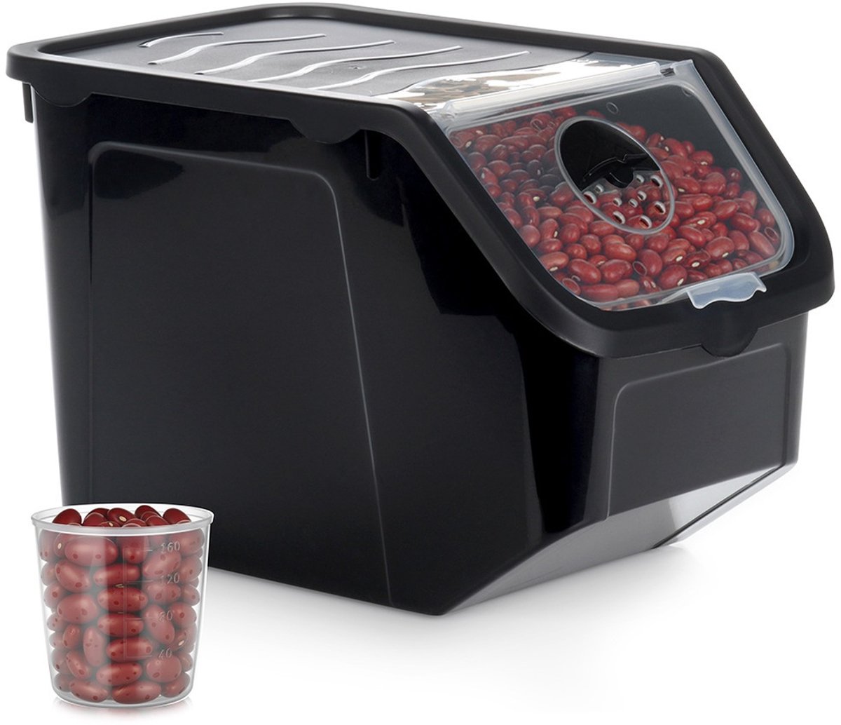 Doos voor Groenten en Fruit met Deksel Zwart 12 l - Aardappelbak - Aardappelpot - Bewaardoos - Container - Koelkast Organizer - Opbergbox - Fruitkist