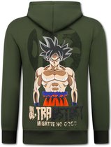 Oversized Hoodie Heren met Capuchon - Trui Heren GOKU Ultra Print - Dik Geweven Sweater Heren - 5562 - Groen