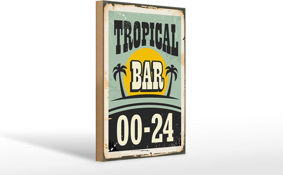 Holzschild Alkohol 20x30cm Tropical Bar Retro 00-24