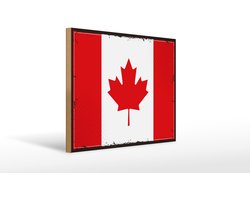 Holzschild Flagge Kanada 40x30cm Retro Flag of Canada