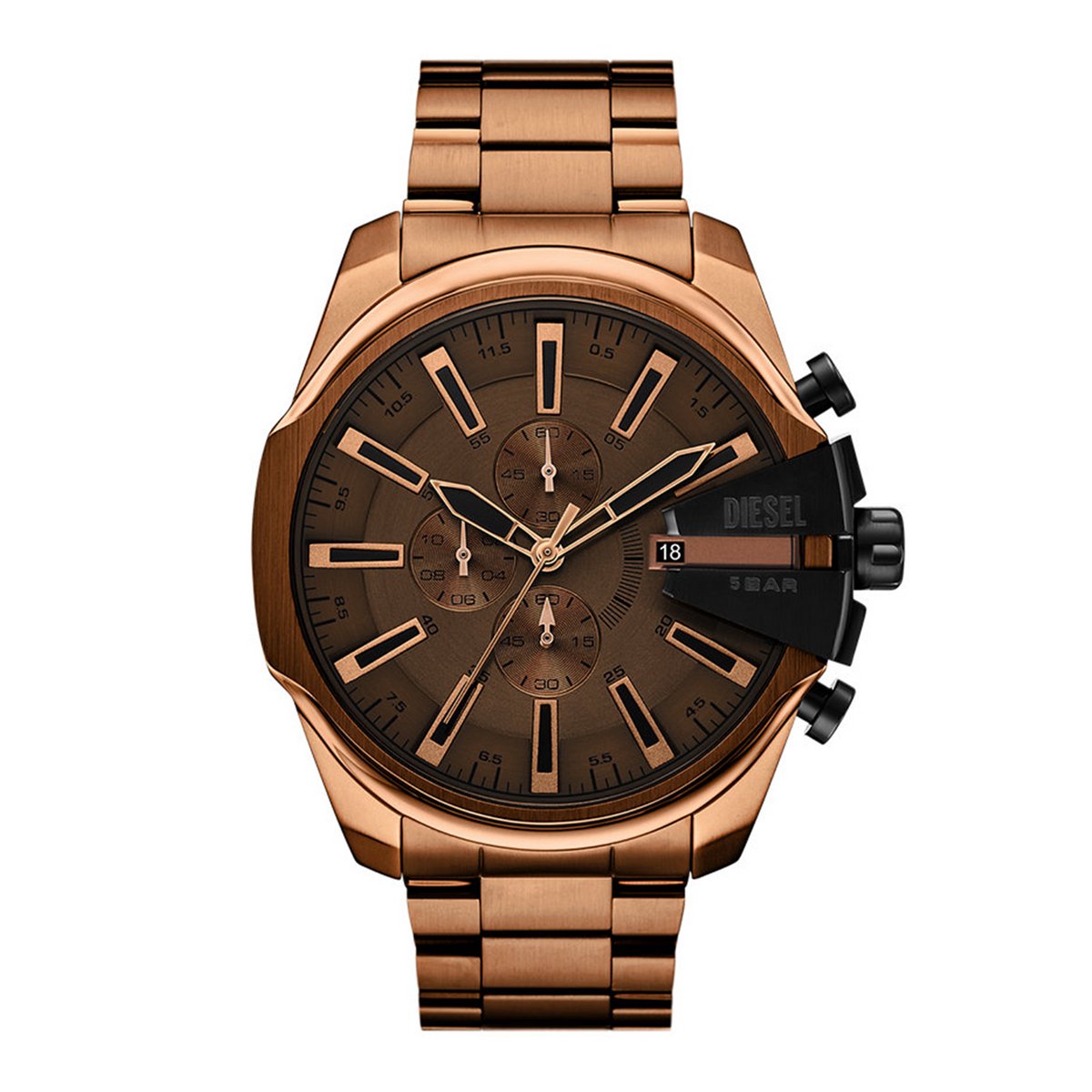 Diesel MEGA CHIEF SLIM Heren Horloge 48 mm - Bruin