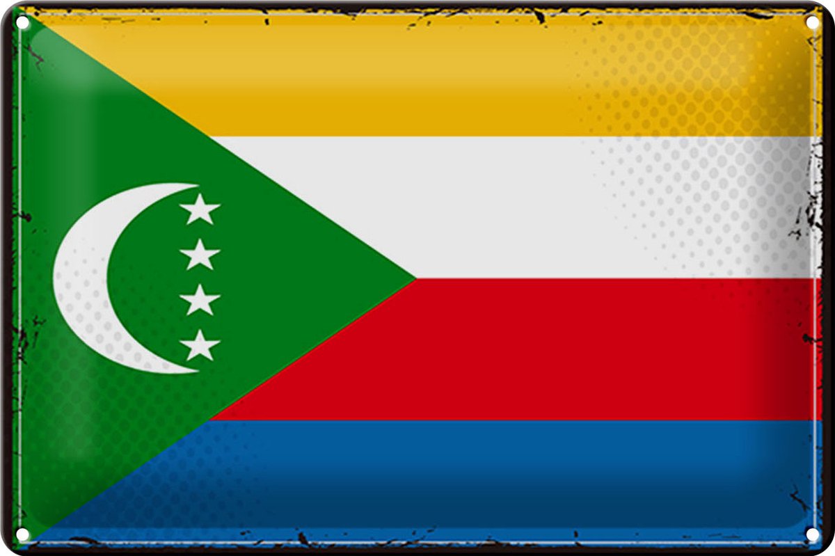 Blechschild Flagge der Komoren 30x20cm Retro Flag Comoros