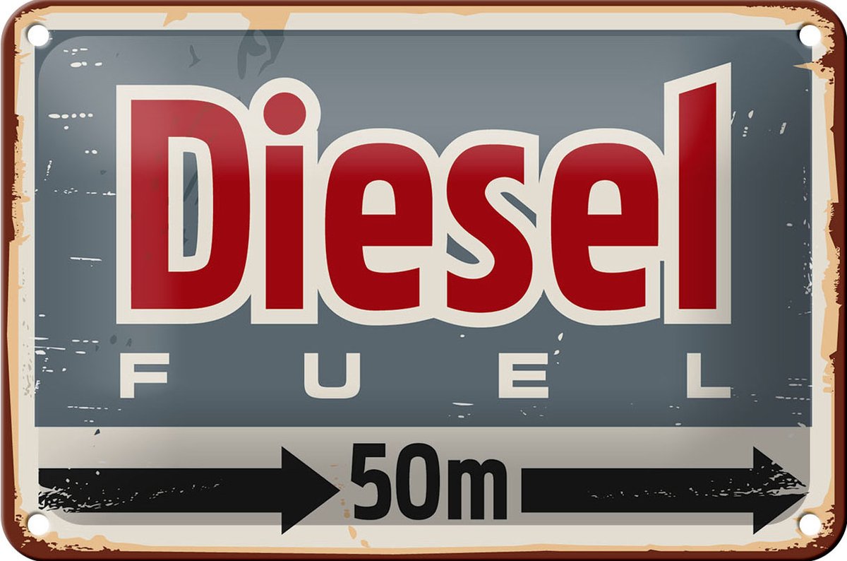Blechschild Retro 18x12cm Diesel fuel 50 m