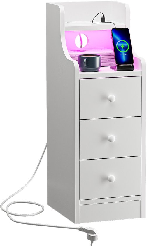SoBuy Nachtkastje met 2 Laden, Smalle Bijzettafel, Multifunctioneel