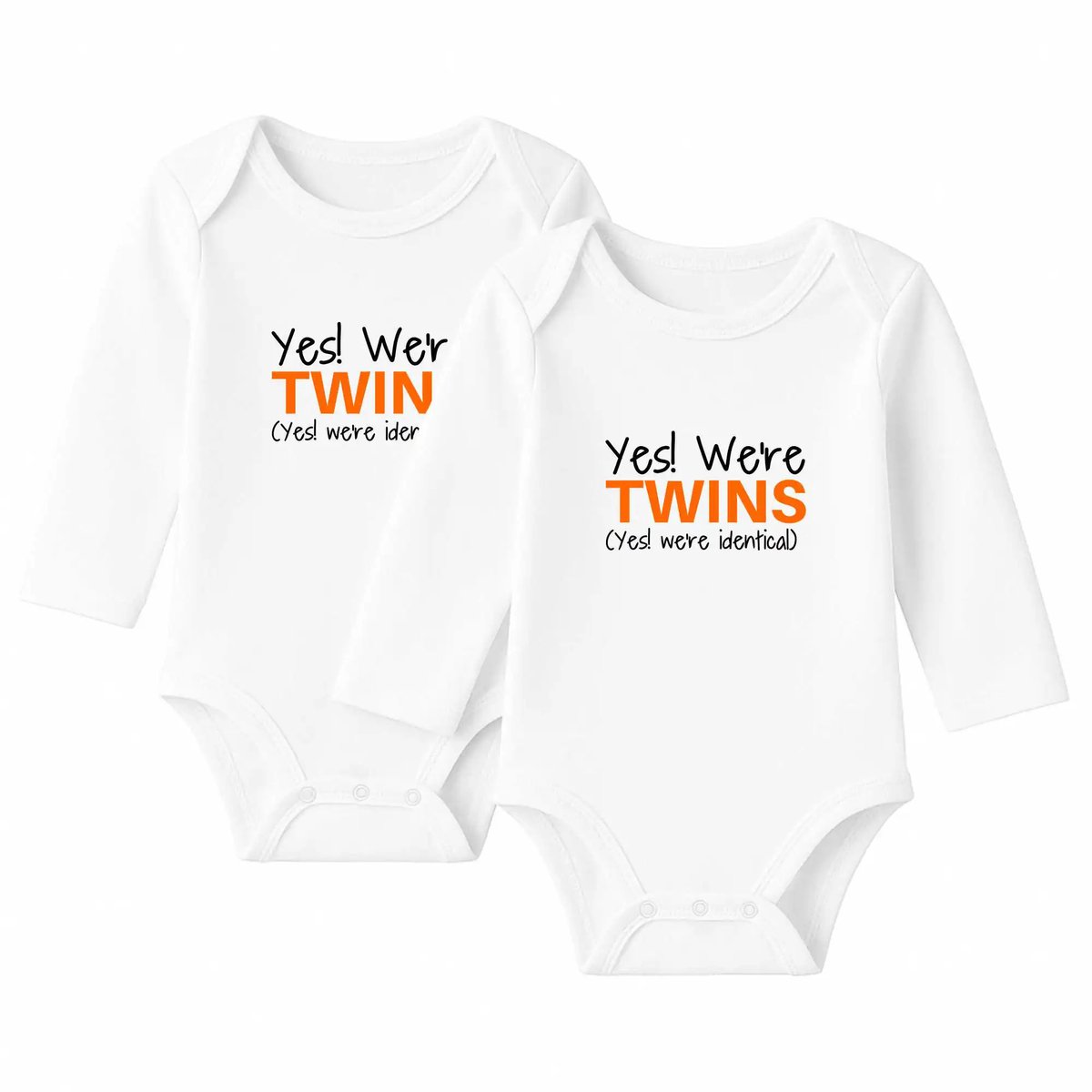 Romper Tweeling Baby – Yes! We’re Twins – Wit – Lange mouw – Maat 62/68