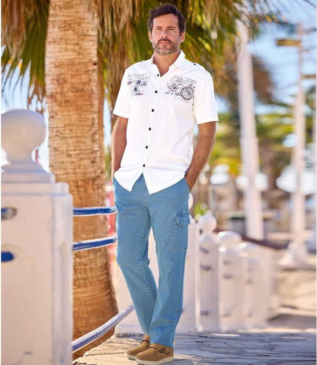ATLAS FOR MEN - Cargobroek van stretchdenim - Heren - Verkrijgbaar in grote maten - L
