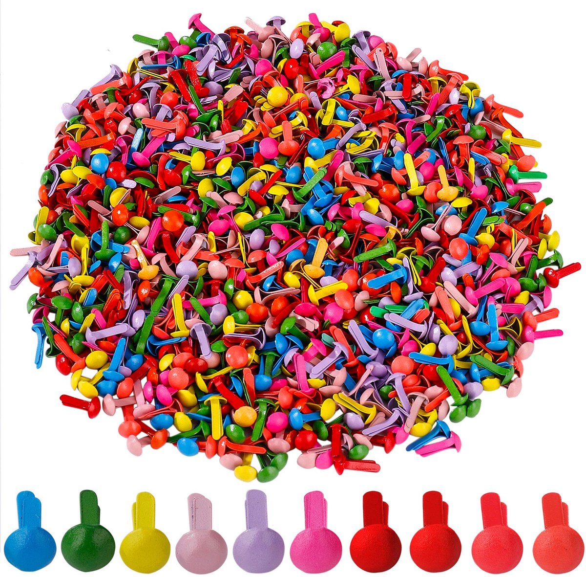IMPERATORIS® Splitpennen - Metaal - Bevestigingsmateriaal in Harde Opbergdoos - Ideaal voor Schooljongens en Meisjes - Papierknutselen en Scrapbooking, Doe-het-zelf, Kaarten - 120 Stuks - kleurrijk