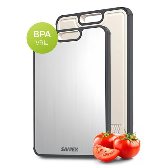 Samex® Planche à Découper - Partie Râpe - Rainure à Jus - Pas de Contamination Croisée Planche à Découper - 39x26cm - Lave-vaisselle - Cutting Board - Chopping Board - Antibactérienne