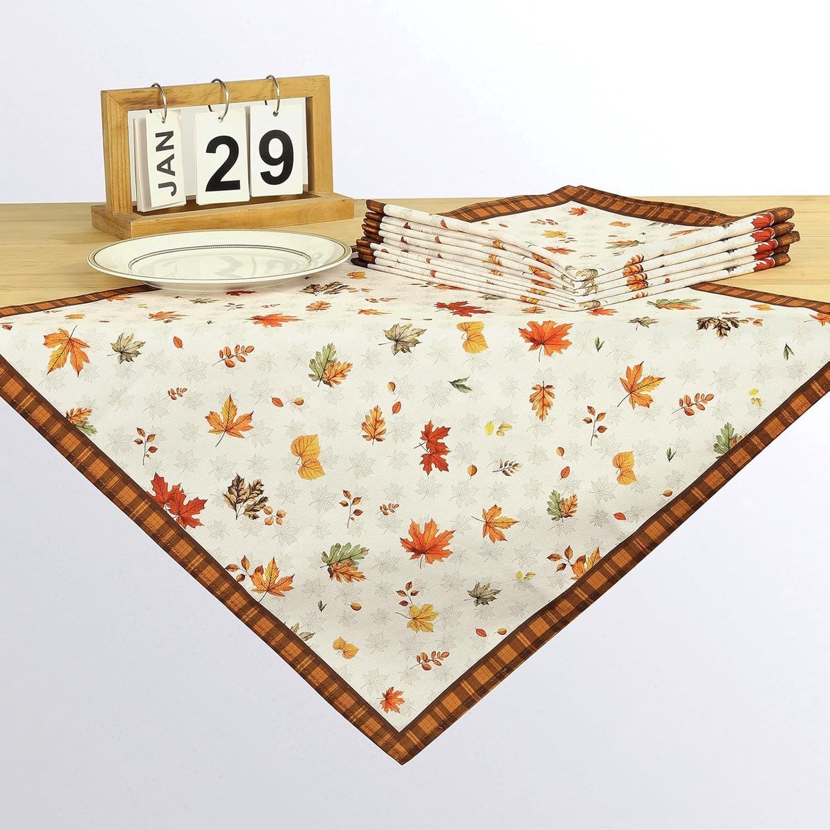Stunq® Stijlvolle Herfstbladeren Stofservetten Set van 4 voor Feestelijke Tafeldecoratie