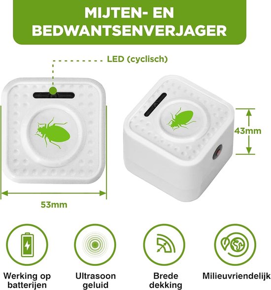 Contrôleur à ultrasons pour acariens - lutte contre les acariens, acariens domestiques, punaises de lit - pack de 2