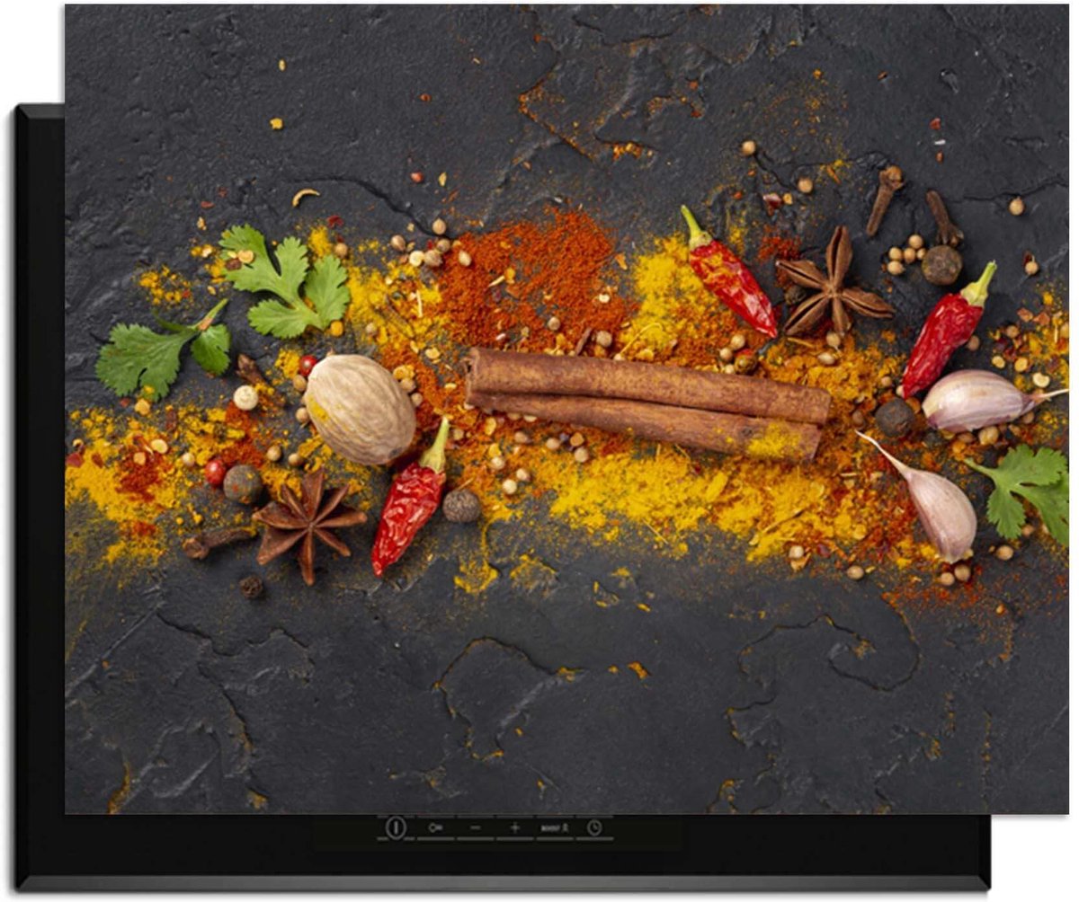 KitchenArt - Spice Explosion - Inductie Beschermer - 76x51.5 cm - Kookplaat Beschermer - Luxe Afdekplaat Inductieplaat - Anti-slip & Oprolbaar - Beschermmat Inductiekookplaat
