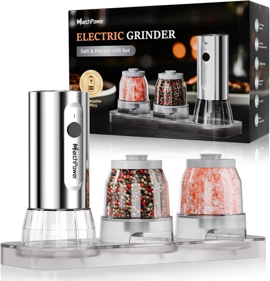 2PCS Elektrische Zout- en Pepermolen Set USB Oplaadbaar met LED-licht