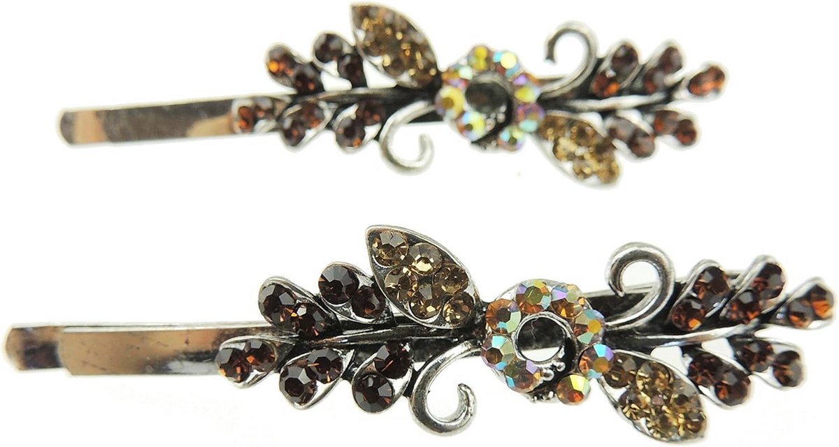 Set van 2 Strass Strik Haarspeldjes Luxe Kristal Bruid Bruiloft Feest Accessoire