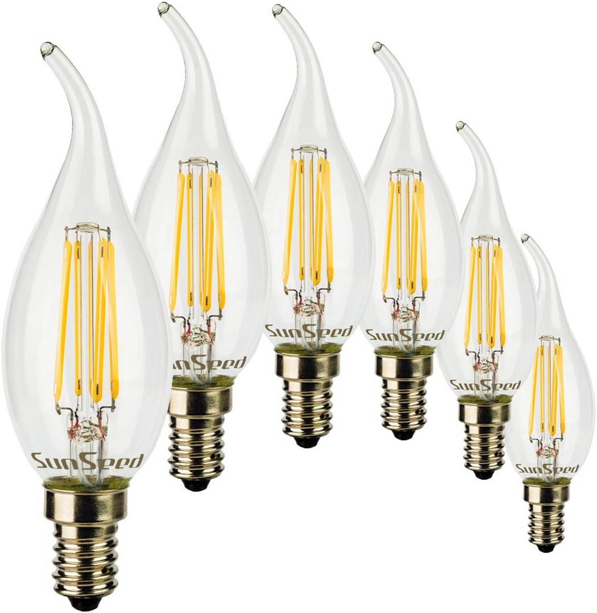 Set van 6 LED Flikkerende Vlam E14 Lampen 4W Vervangt 40W Warm Wit 2700K