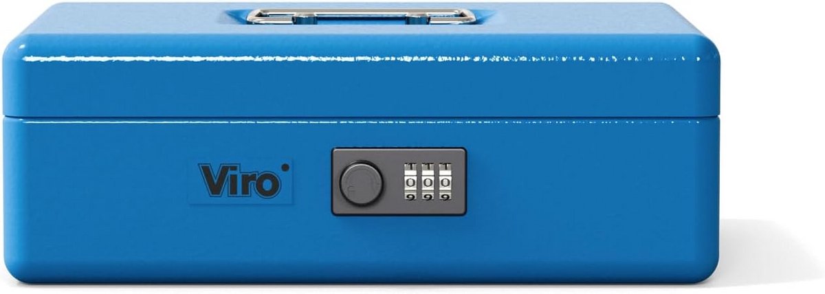 Geldcassette met Cijferslot en Muntvak - Blauw