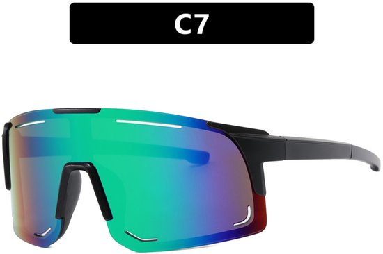 1 paar sportzonnebrillen voor heren, gepolariseerde zonnebrillen voor buitenactiviteiten voor dames, zonnebrillen voor mountainbikes, racefietsen, fietsen en skiën, UV400, zwart montuur, groen.