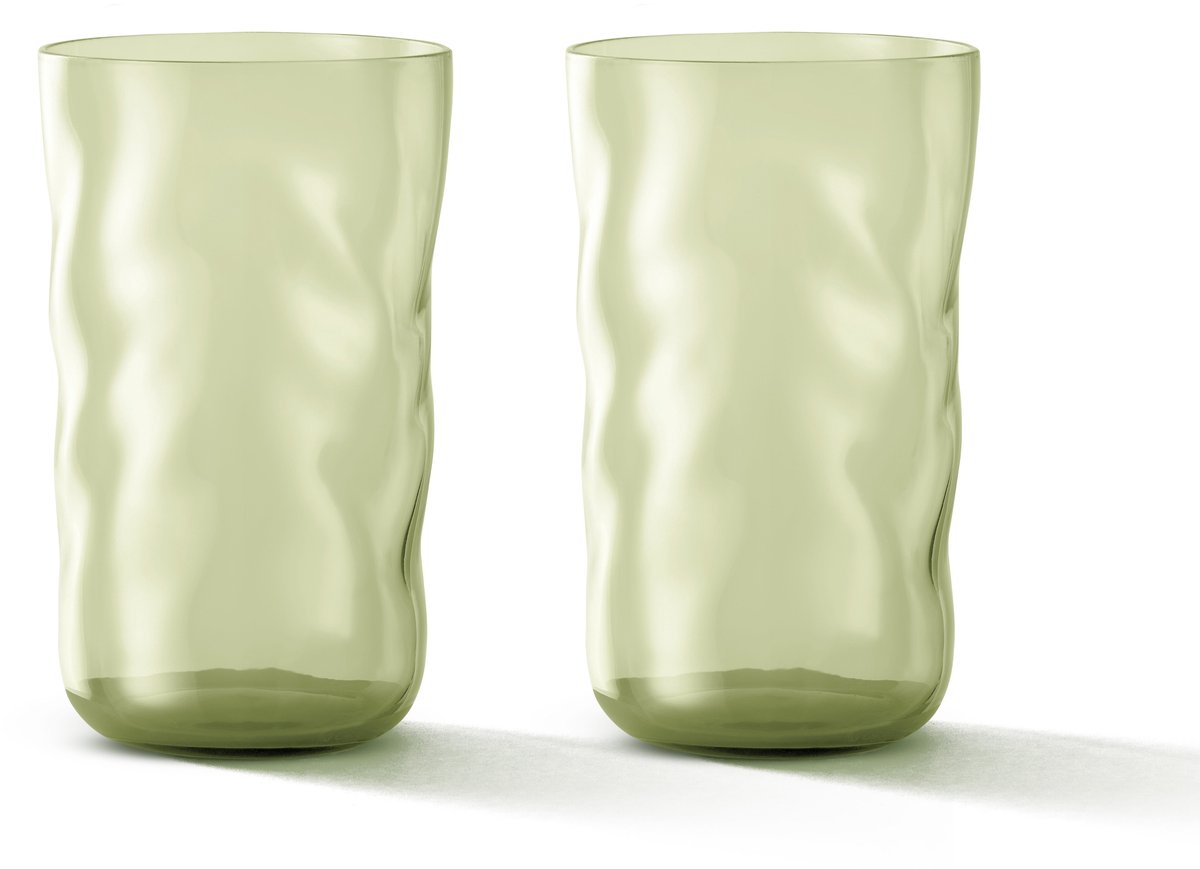 Paveau Swirl Moss - Longdrinkglazen (460 ml) - Set van 2 - Mondgeblazen Borosilicaatglas