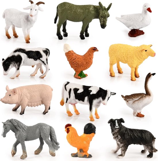 12 Delige Set Realistische Mini Boerderijdieren Speelfiguren Bol