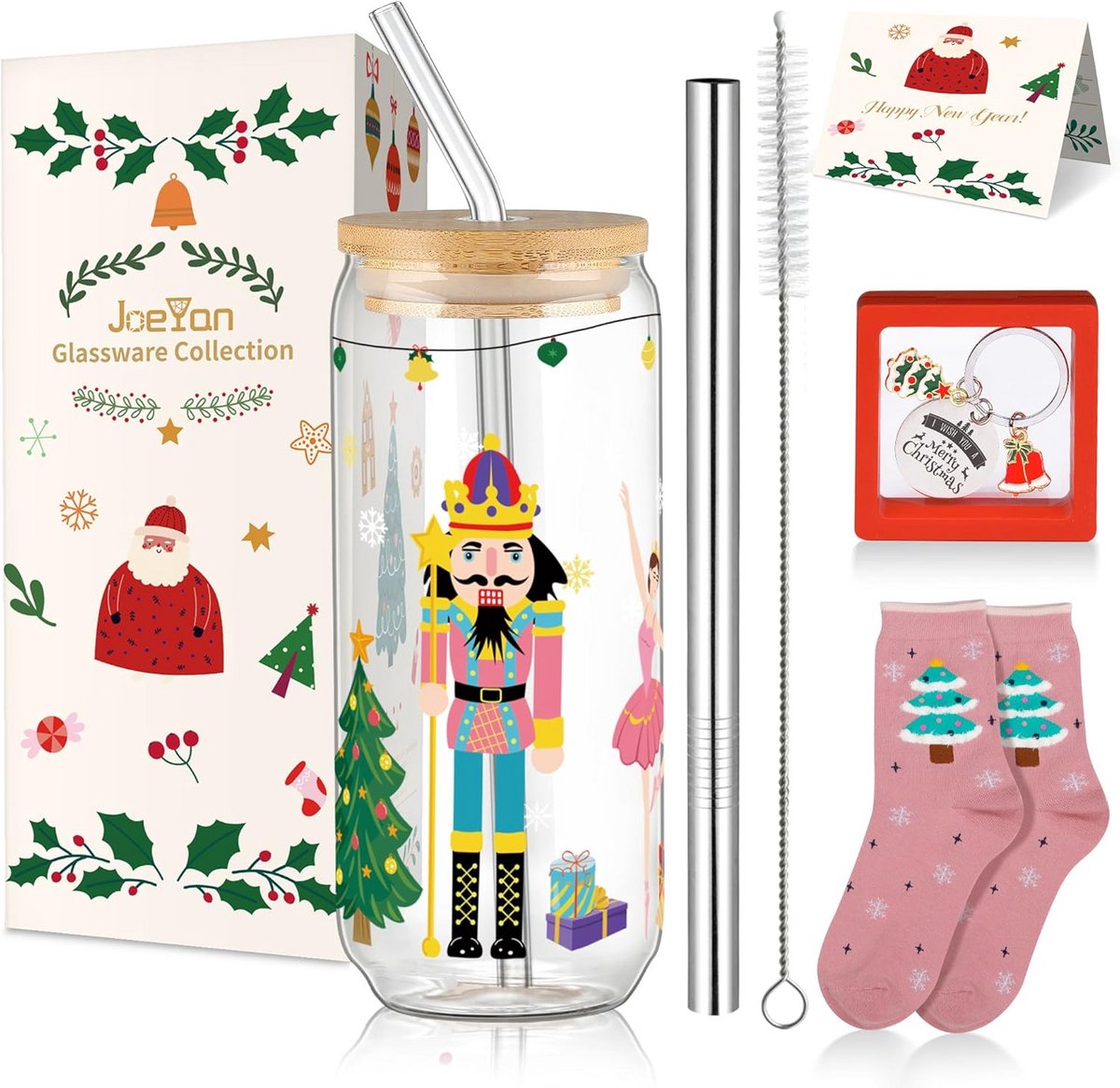 Glazen Drinkbeker met Deksel en Rietje voor Iced Coffee, Thee en Meer - 20oz