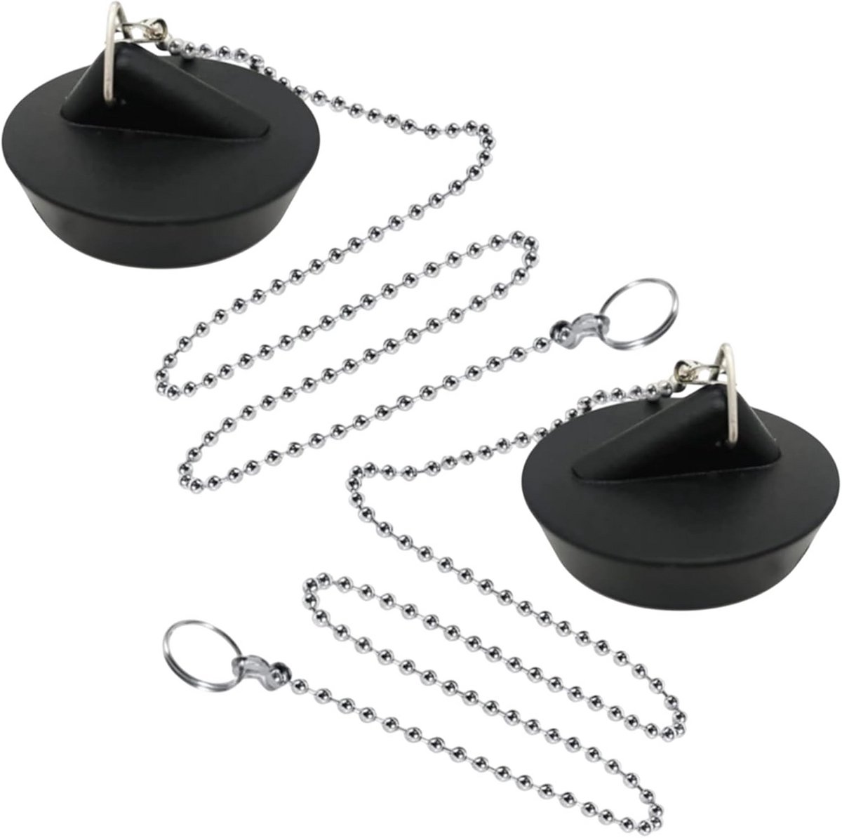 2 Stuks Universele Afdekstop voor Spoelbak en Bad met Ketting, Ø 42-45 mm
