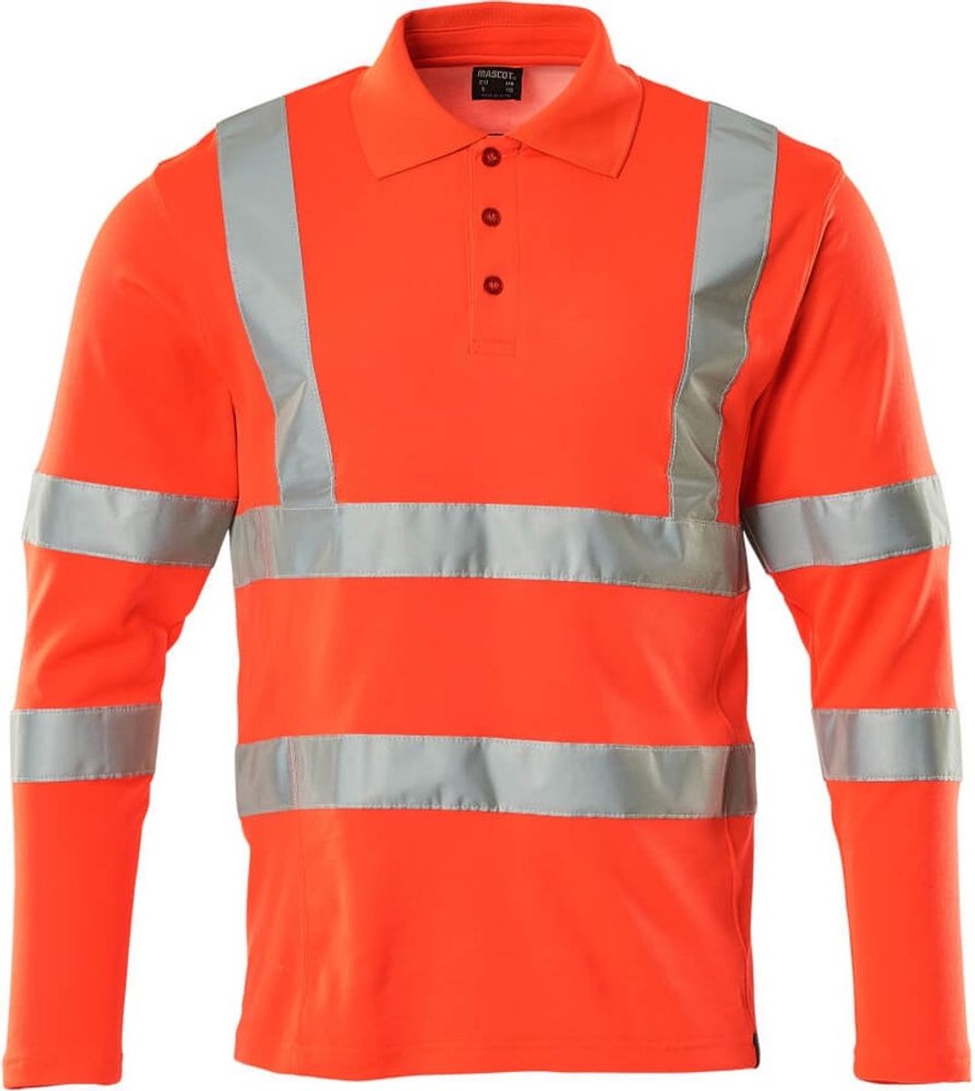 Mascot Safe Classic Poloshirt, met lange mouwen 18283-995 - Hi-Vis rood - M